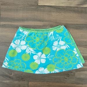 ✨5/$20✨ Vintage Big Fish Girls' Hawaiian Floral Print Swim Skirt Teal Sz sm. (7)